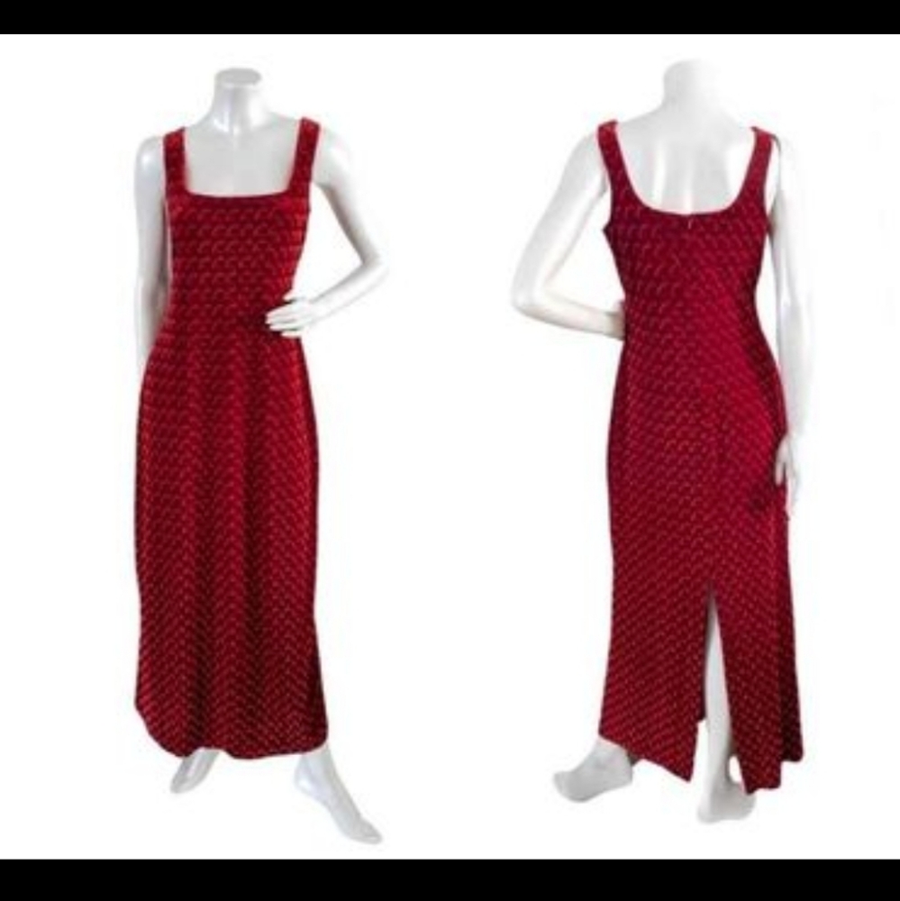 SPECTACULAR Red Vintage ALGO Form Fitting Velvet Evening Cocktail Dress